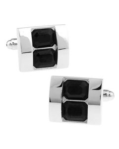 Cufflinks with two black Crystal stone inlays