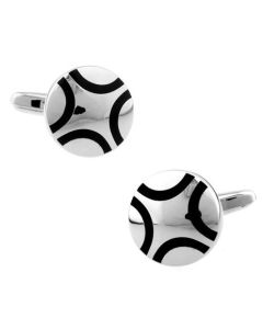 Round cufflinks with curved cross detailing