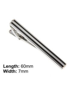 Tie clip with full length black stripes