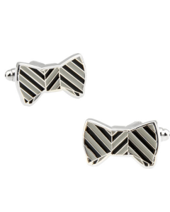 Black and white striped Dicky Bow cufflinks