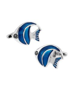 Blue fish cufflinks with Platinum plated finish