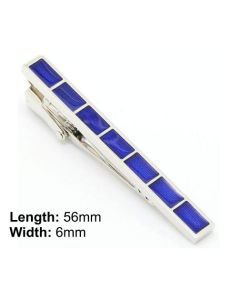 Tie clip with seven blue rectangles