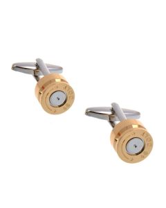 Bullet shaped cufflinks in gold and silver