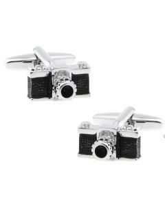 Camera Cufflinks with black and silver detailing
