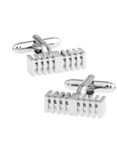 Square block cufflinks with engraved design