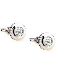 Round cufflinks with clear Crystal centre