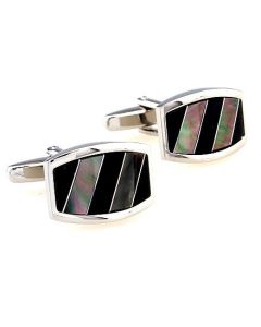 Curved cufflinks with Paua shell stripes