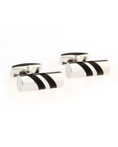 Cylinder shaped cufflinks with two black stripes