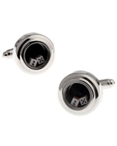 Dice cufflinks with two rolling dice
