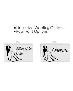Wedding cufflinks with a Bride and Groom design