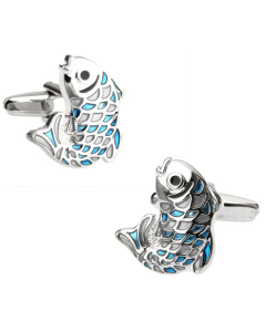 Fish cufflinks with blue scales