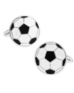 Black and white football cufflinks