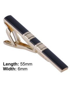 Contemporary gold tie clip with black detailing