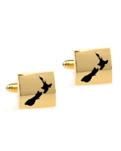 Gold cufflinks with New Zealand Islands design