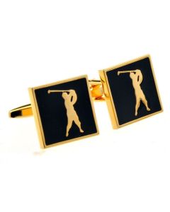 Gold golfing cufflinks