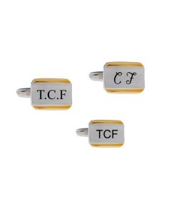 Gold and black cufflinks with initials