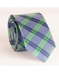 Green and blue men's tie with check pattern