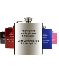 Personalised hip flask with messages and words