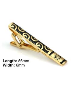 Gold tie clip with patterned design