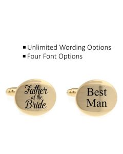 Brushed gold oval shaped wedding cufflinks