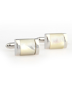 Natural shell cufflinks with curved design