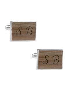 Wooden cufflinks with initials engraved