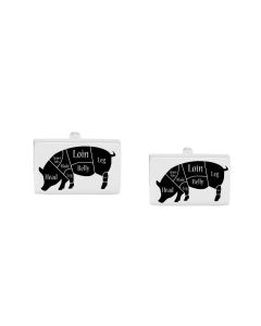 Pig and pork cut cufflinks in silver