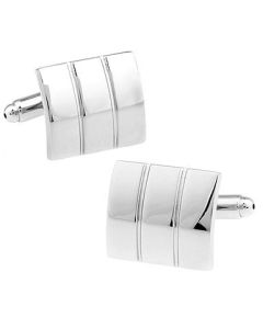 Plain style cufflinks with curved body and two stripes
