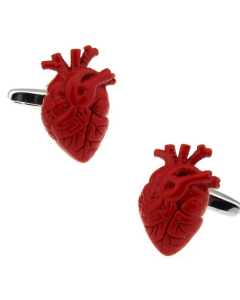 Red human heart cufflinks