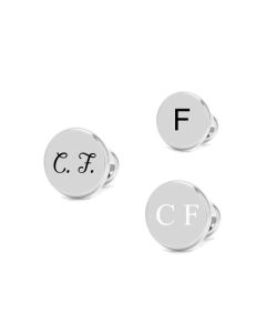 Round silver cufflinks with initials