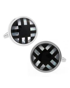 Round cufflinks with natural shell design