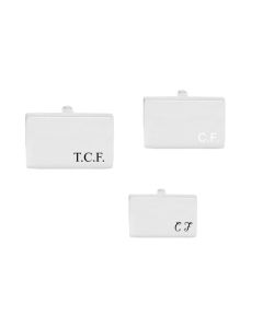 Silver rectangle cufflinks with small initials