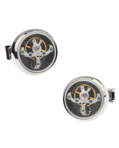 Kinetic watch movement cufflinks in silver