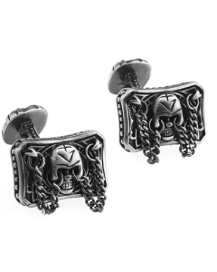 Engraved skull and chain cufflinks