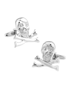 Skull and crossbones cufflinks with a Silver plated finish