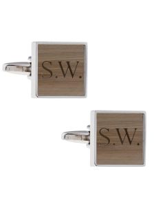 Square wood cufflinks personalised