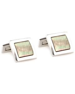 Square cufflinks with natural shell