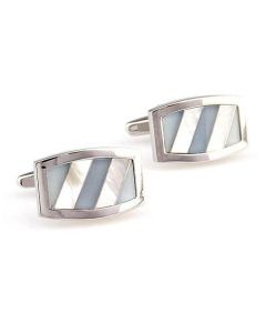 Curved cufflinks with natural shell stripes