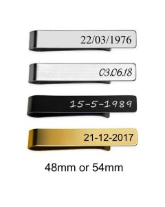 Tie clip with personalised date