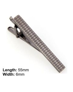 Rhodium tie clip with diamond pattern