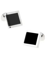 Solid cufflinks with black rolled edge