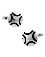 Round cufflinks with curved cross detailing