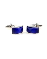 Cufflinks with blue curved glass design