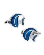 Blue fish cufflinks with Platinum plated finish