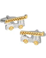 Fire engine cufflinks in gold and silver