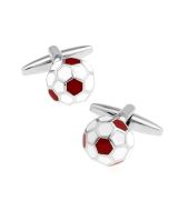 Red and white football shaped cufflinks
