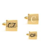 Gold square cufflinks with initials