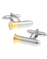 Silver and gold bullet shaped cufflinks