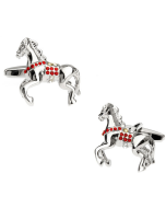 Horse shaped cufflinks with red and clear stones