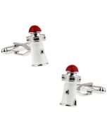 Red and white 3D Lighthouse cufflinks